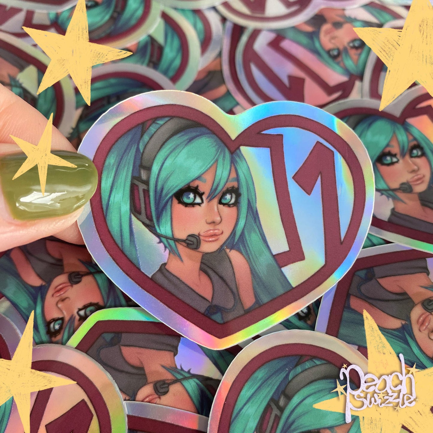 MIKU HEART - holographic mirror sticker