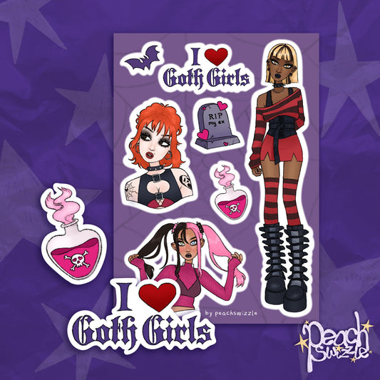 I HEART GOTH GIRLZ - sticker sheet